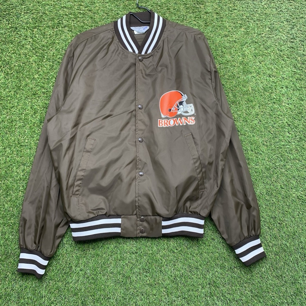 Vintage NFL Cleveland Browns Swingster Jacket Mens Large Brown Snap Close 90s